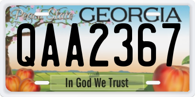 GA license plate QAA2367