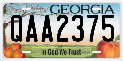 GA license plate QAA2375