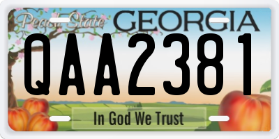 GA license plate QAA2381