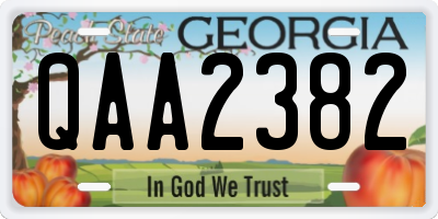 GA license plate QAA2382