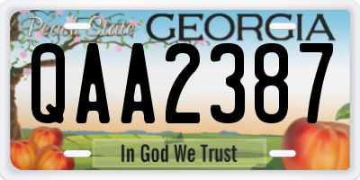 GA license plate QAA2387