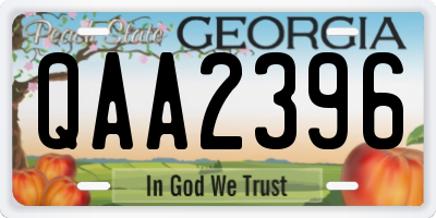 GA license plate QAA2396