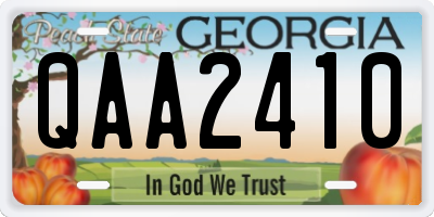 GA license plate QAA2410