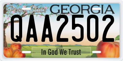 GA license plate QAA2502