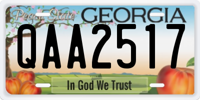 GA license plate QAA2517