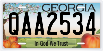 GA license plate QAA2534