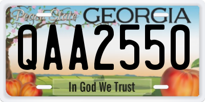 GA license plate QAA2550