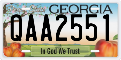 GA license plate QAA2551