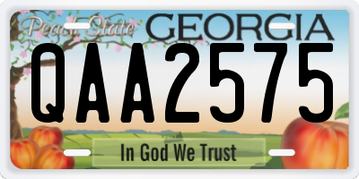 GA license plate QAA2575