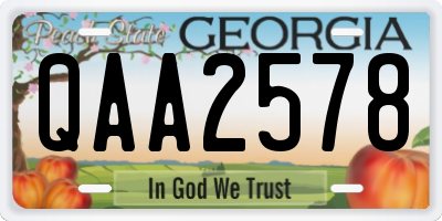 GA license plate QAA2578