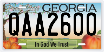 GA license plate QAA2600