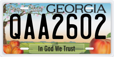 GA license plate QAA2602