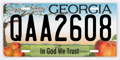 GA license plate QAA2608