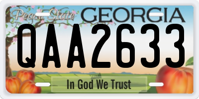 GA license plate QAA2633