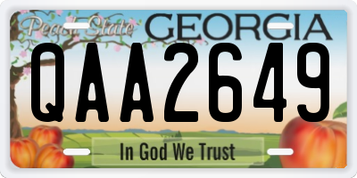 GA license plate QAA2649