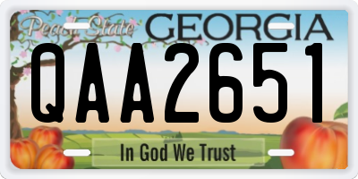 GA license plate QAA2651