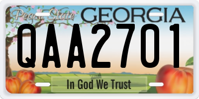 GA license plate QAA2701