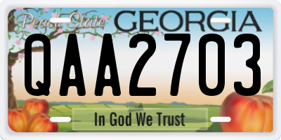 GA license plate QAA2703