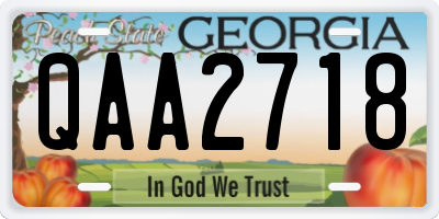 GA license plate QAA2718