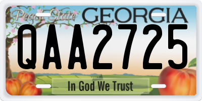 GA license plate QAA2725