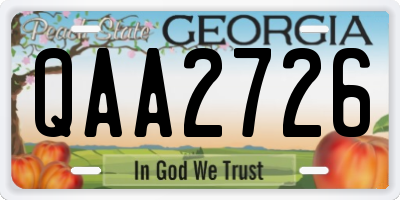 GA license plate QAA2726