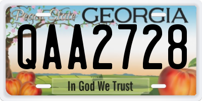 GA license plate QAA2728