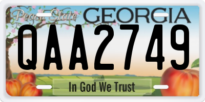 GA license plate QAA2749