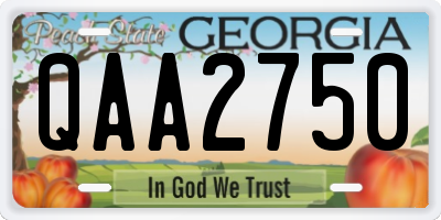 GA license plate QAA2750