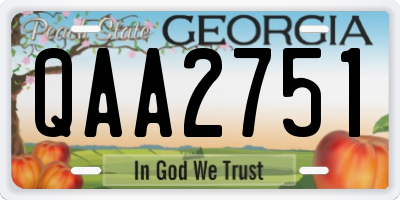 GA license plate QAA2751