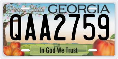 GA license plate QAA2759