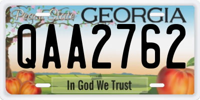 GA license plate QAA2762