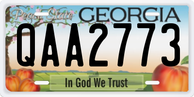 GA license plate QAA2773