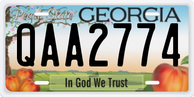 GA license plate QAA2774