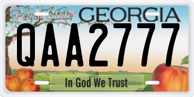 GA license plate QAA2777