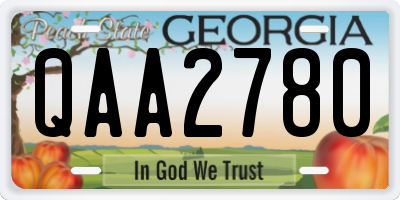 GA license plate QAA2780
