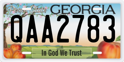 GA license plate QAA2783