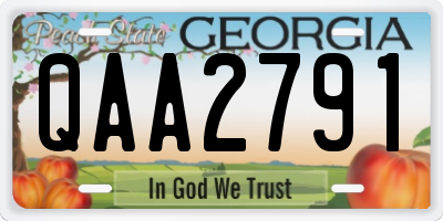 GA license plate QAA2791