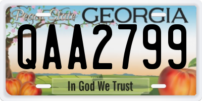 GA license plate QAA2799