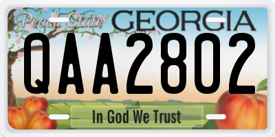 GA license plate QAA2802