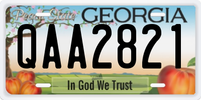 GA license plate QAA2821