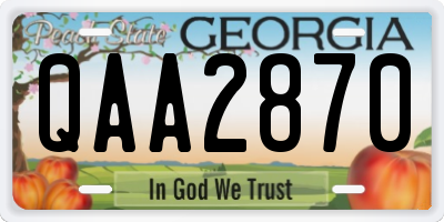 GA license plate QAA2870