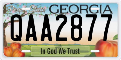 GA license plate QAA2877