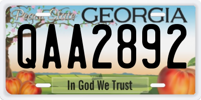 GA license plate QAA2892