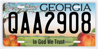 GA license plate QAA2908