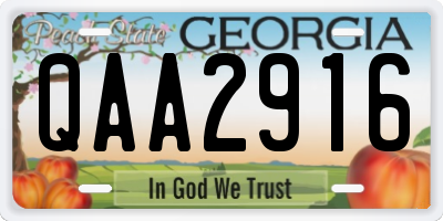 GA license plate QAA2916