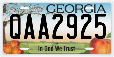 GA license plate QAA2925