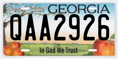 GA license plate QAA2926