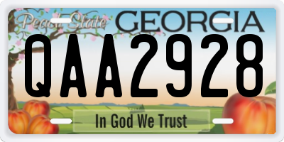 GA license plate QAA2928