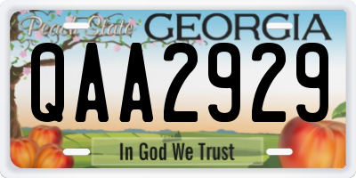 GA license plate QAA2929