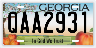GA license plate QAA2931
